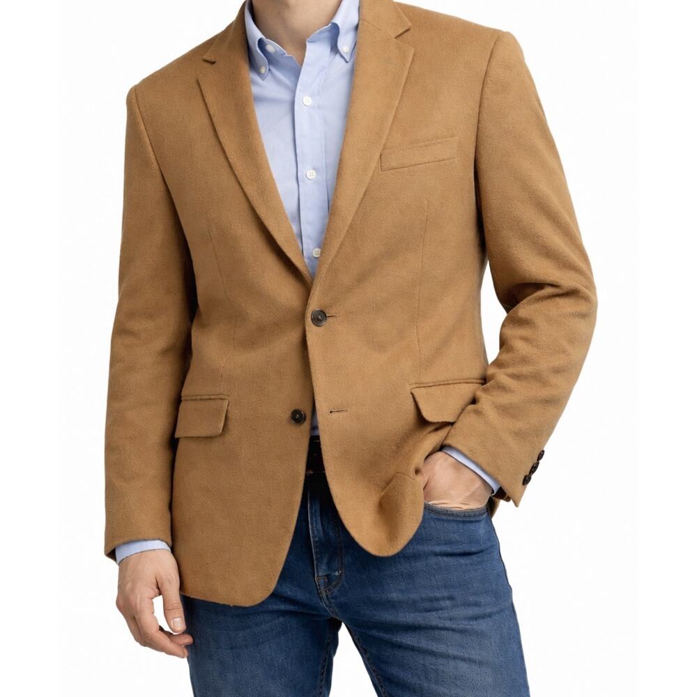Nautica Tan Cashmere like material Men's Blazer 42R Single-Breasted Two-Button